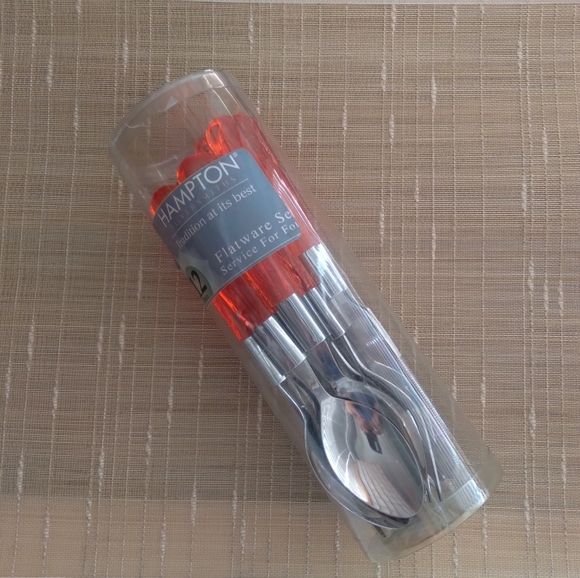 Hampton Silversmiths Flatware Set with Orange Handles - Picture 2 of 4